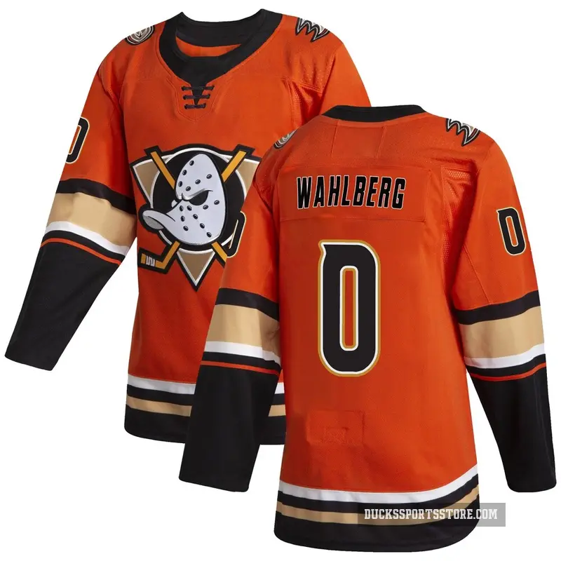 Men's Anton Wahlberg Anaheim Ducks ＃0 Authentic Orange Alternate Jersey