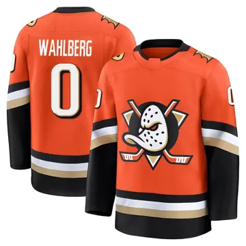 Men's Anton Wahlberg Anaheim Ducks ＃0 Premium Orange Home Jersey