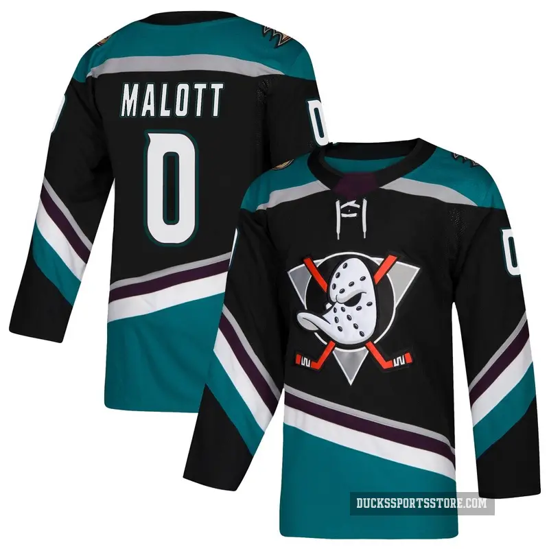 Men's Jeff Malott Anaheim Ducks ＃0 Authentic Black Teal Alternate Jersey