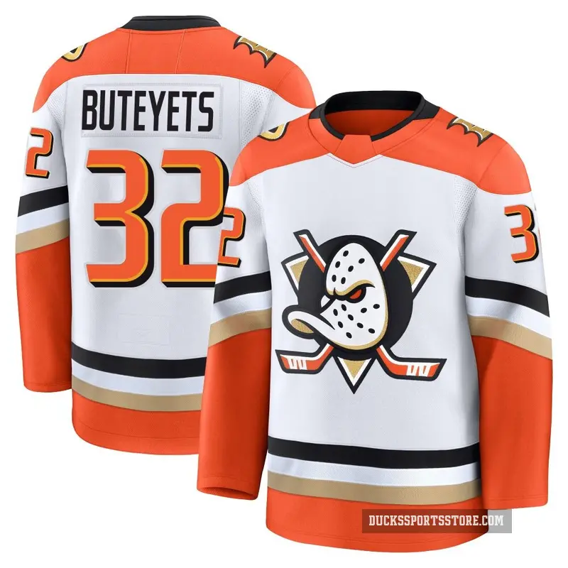 Men's Vyacheslav Buteyets Anaheim Ducks ＃32 Premium White Edition 2025 Away Jersey