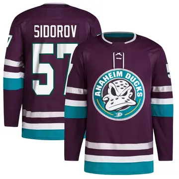 Men's Yegor Sidorov Anaheim Ducks ＃57 Authentic Purple 30th Anniversary Primegreen Jersey