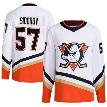 Men's Yegor Sidorov Anaheim Ducks ＃57 Authentic White Reverse Retro 2.0 Jersey