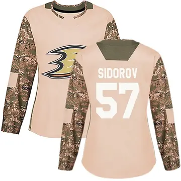 Women's Yegor Sidorov Anaheim Ducks ＃57 Authentic Camo Veterans Day Practice Jersey