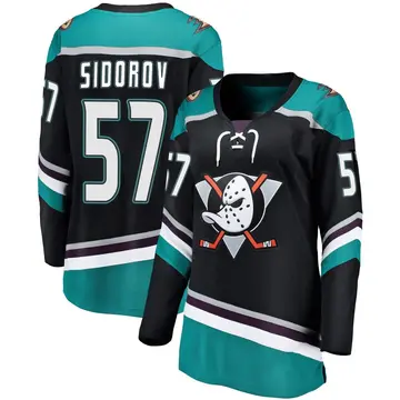 Women's Yegor Sidorov Anaheim Ducks ＃57 Breakaway Black Alternate Jersey