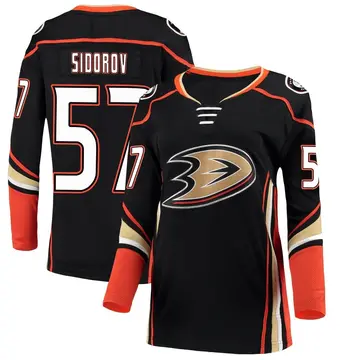 Women's Yegor Sidorov Anaheim Ducks ＃57 Breakaway Black Home Jersey