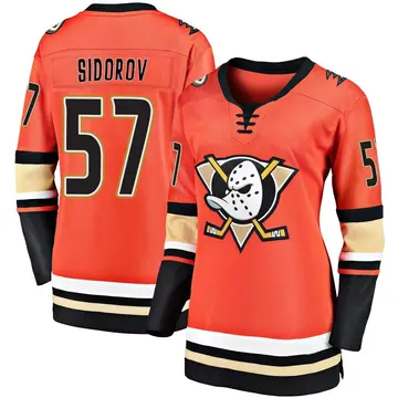 Women's Yegor Sidorov Anaheim Ducks ＃57 Breakaway Orange 2019/20 Alternate Premier Jersey