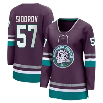 Women's Yegor Sidorov Anaheim Ducks ＃57 Breakaway Purple 30th Anniversary Premier Jersey