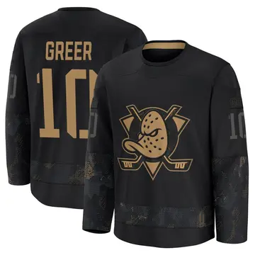 Youth A.J. Greer Anaheim Ducks ＃10 Premium Black 2024 Military Appreciation Practice Jersey