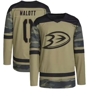 Youth Jeff Malott Anaheim Ducks ＃0 Authentic Camo Military Appreciation Practice Jersey