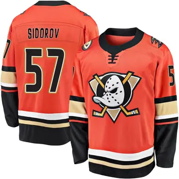 Youth Yegor Sidorov Anaheim Ducks ＃57 Breakaway Orange 2019/20 Alternate Premier Jersey
