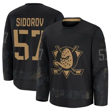 Youth Yegor Sidorov Anaheim Ducks ＃57 Premium Black 2024 Military Appreciation Practice Jersey